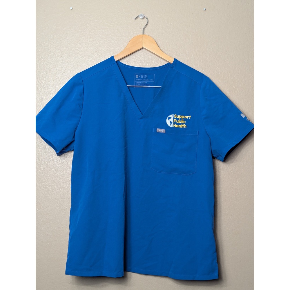 Figs Catarina Scrub Top Women XL Blue Support Public Health‎ V-Neck FW1000